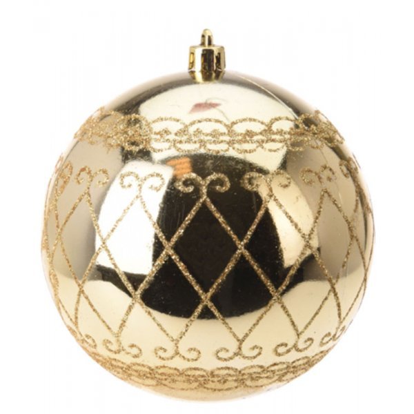 Χριστουγεννιάτικη Μπάλα Χρυσή, Γυαλιστερή με Ρόμβους (8cm)